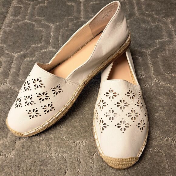 Kate Spade Garcia Cut Out White Leather Espadrille Flats WOMENS SIZE 9M comfort - Picture 7 of 12